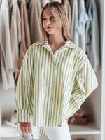 Dámská oversize košile v zeleno-bílých pruzích