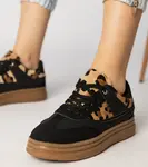 Gemre Black sneakers with leopard print detail Meril