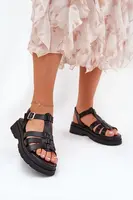 Boto Eko kožené sandály dámské na platformě černé Nendales