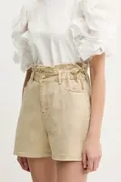 Džínové šortky Twinset dámské, béžová barva, hladké, high waist, 251LB2LBB
