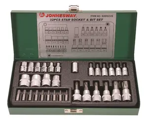 Sada hlavic a bitů 1/4" a 3/8", Torx a Torx E, 32 kusů - JONNESWAY S06H232S