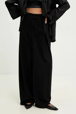 Kalhoty Answear.LAB dámské, černá barva, široké, high waist