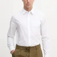 Bavlněná košile Calvin Klein Jeans bílá barva, regular, s klasickým límcem, LV040QM160