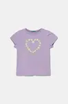 Dětské bavlněné tričko United Colors of Benetton fialová barva, 3JERG10J3