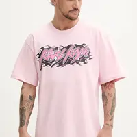 Bavlněné tričko Karl Kani růžová barva, s potiskem, 60300354