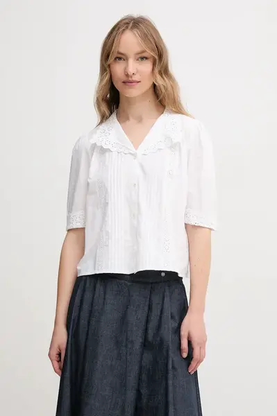 Bavlněná košile Hoss Intropia bílá barva, relaxed, s klasickým límcem, 5879135