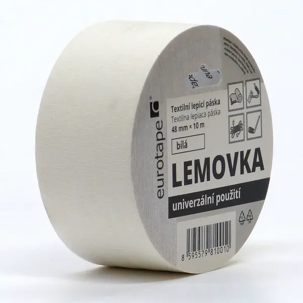 EUROTAPE Textilní lepící páska Lemovka, 48 mm, 10 m, různé barvy Barva: bílá
