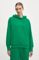 Bavlněná mikina adidas ALL SZN dámská, zelená barva, s kapucí, hladká, JD4719