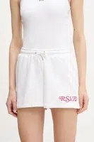 Kraťasy Fila Louches dámské, bílá barva, s aplikací, high waist, FAW1032