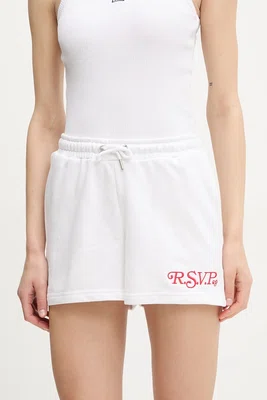 Kraťasy Fila Louches dámské, bílá barva, s aplikací, high waist, FAW1032