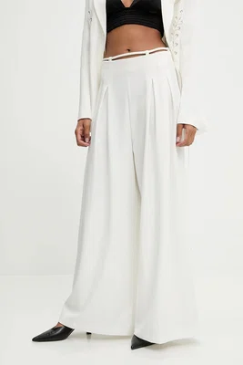 Kalhoty Answear.LAB dámské, bílá barva, široké, high waist