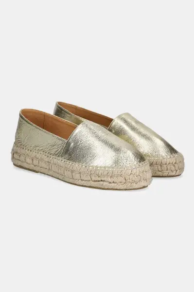 Kožené espadrilky Answear.LAB zlatá barva, na platformě
