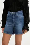 Džínové šortky Answear.LAB dámské, tmavomodrá barva, high waist