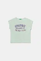 Dětské bavlněné tričko United Colors of Benetton tyrkysová barva, 3I1XC10P1