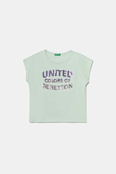 Dětské bavlněné tričko United Colors of Benetton tyrkysová barva, 3I1XC10P1