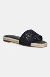 Pantofle Tommy Hilfiger KNIT MESH ESPADRILLE FLAT SANDAL dámské, tmavomodrá barva, FW0FW08744