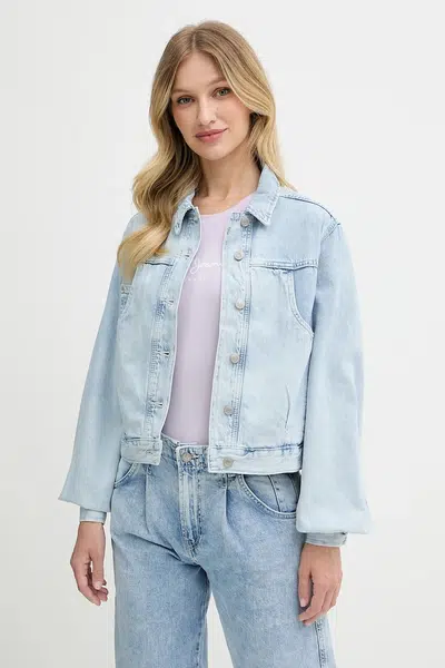 Džínová bunda Pepe Jeans modrá barva, přechodná, oversize, PL402607