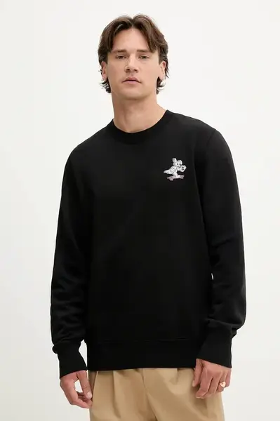 Bavlněná mikina PS Paul Smith pánská, černá barva, s potiskem, M2R-668U-TP5251