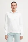Mikina Tommy Jeans dámská, bílá barva, s kapucí, hladká, DW0DW19958
