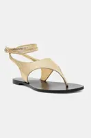 Kožené sandály Twinset dámské, zlatá barva, 251TGT170