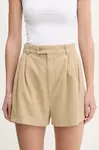 Bavlněné šortky Filippa K dámské, béžová barva, high waist, 31368
