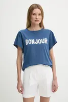 Bavlněné tričko United Colors of Benetton dámské, tmavomodrá barva, 3LNSD109Z