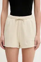 Bavlněné šortky IRO dámské, béžová barva, s aplikací, high waist, WF30OCRESIA