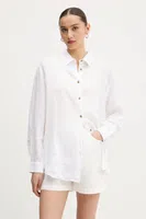 Lněná košile Superdry dámská, béžová barva, regular, s klasickým límcem, W4010463A-01C