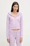 Mikina Juicy Couture SINGLE JERSEY OLA HOODIE dámská, fialová barva, s kapucí, s aplikací, JCWAS125310