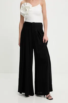 Kalhoty Answear.LAB dámské, černá barva, široké, high waist
