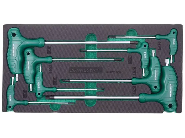 Modul pěnový - zástrčné klíče TORX s T rukojetí, T10 - T50, 8 ks - JONNESWAY H10MT08KV