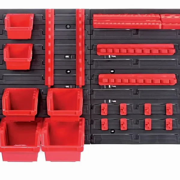 KISTENBERG Závěsná stěna, držák s 10 boxy a 22 úchyty na nářadí, 800x165x400 mm, plast - ORDERLINE