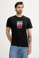 Bavlněné tričko Tommy Jeans pánské, černá barva, s potiskem, DM0DM21940