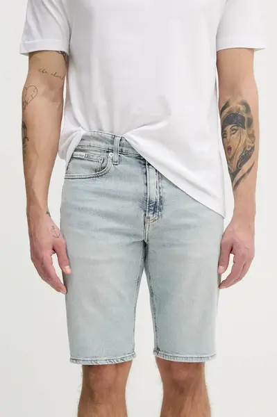 Džínové šortky Calvin Klein Jeans pánské, modrá barva, J30J327185