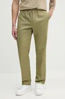 Kalhoty s příměsí lnu Calvin Klein zelená barva, K10K114403