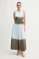 Bavlněné šaty Dkny modrá barva, maxi, DJ5D9063