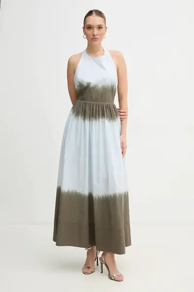 Bavlněné šaty Dkny modrá barva, maxi, DJ5D9063