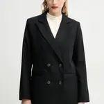 Vlněné sako A.P.C. veste lucy černá barva, hladká, WOAPO.F03212