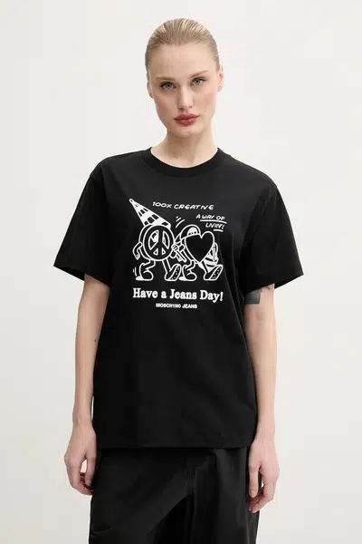 Bavlněné tričko Moschino Jeans černá barva, 0714 3732