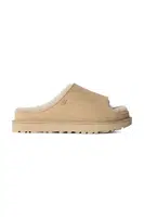 Semišové pantofle UGG Greenport Slide dámské, béžová barva, na platformě, 1167610-SAN