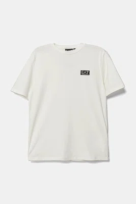 Dětské tričko EA7 Emporio Armani béžová barva, s potiskem, 7B000093 AF10373