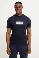 Bavlněné tričko Napapijri S-Box tmavomodrá barva, s potiskem, NP0A4I3L1761