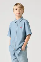 Dětská bavlněná košile Levi's SS WOVEN SHIRT modrá barva, 9EH426