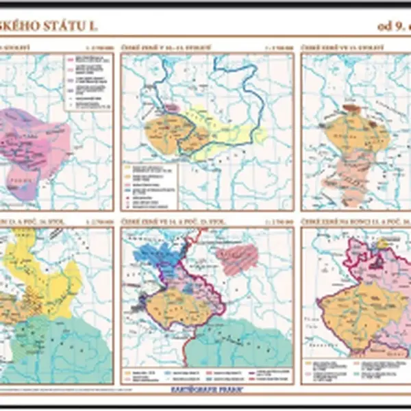 Vývoj českého státu I. (od 9. do 16. století) – školní nástěnná mapa/136 x 96 cm
