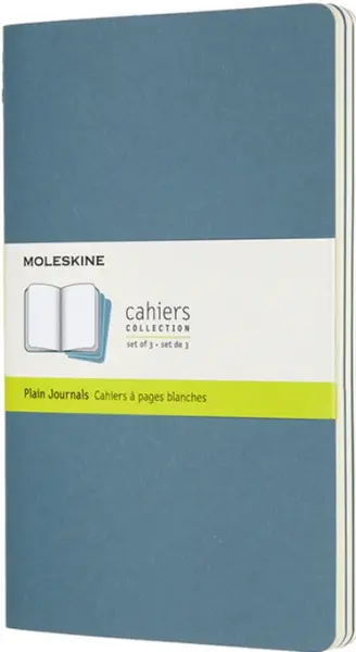 Sešity Moleskine Cahier, L, čisté, 3 ks - tm. tyrkysové
