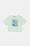 Dětské bavlněné tričko United Colors of Benetton zelená barva, 35RYC10OZ