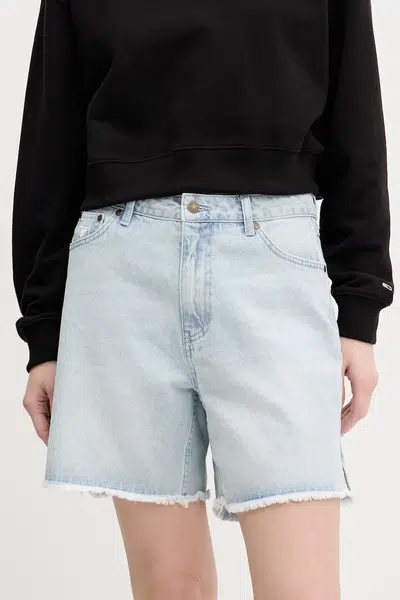 Džínové šortky Karl Kani dámské, modrá barva, high waist, 6110098
