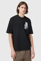 Bavlněné tričko AllSaints DEALT pánské, černá barva, s potiskem, M035PC