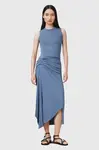 Šaty AllSaints RIVI modrá barva, midi, přiléhavé, W166DC