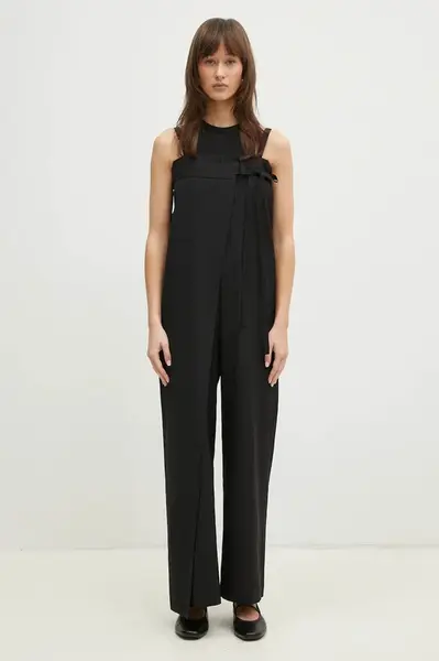 Vlněná kombinéza MM6 Maison Margiela černá barva, cold shoulder, S52FP0089